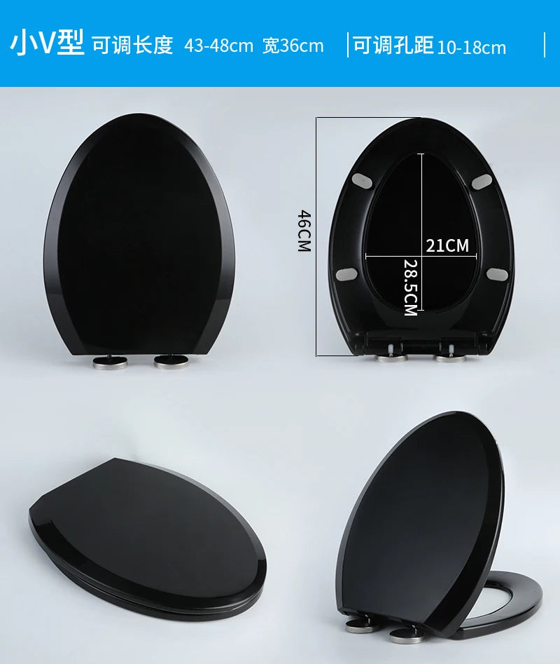 Thick Black Toilet Seat Cover Universal Soft Quiet Bidet Cover for U/V Toilet Durable Bathroom Accessories Home Toilet Parts