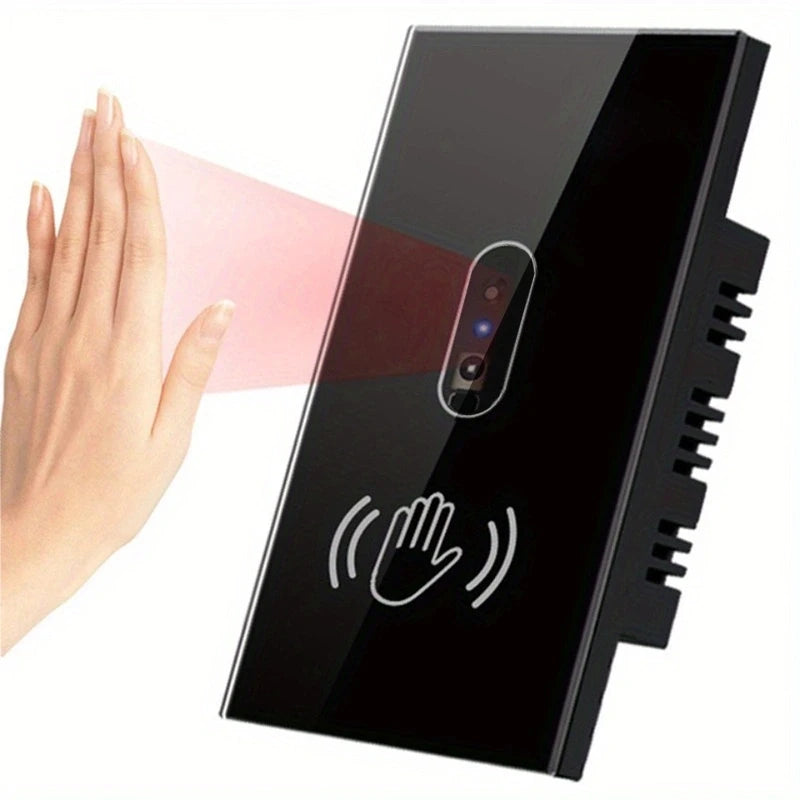 1pc Wall Light Switch Wave Infrare IR Sensor No Need Touch US 220V 110V Glass Screen Panel Electrical Power On Off Lamp