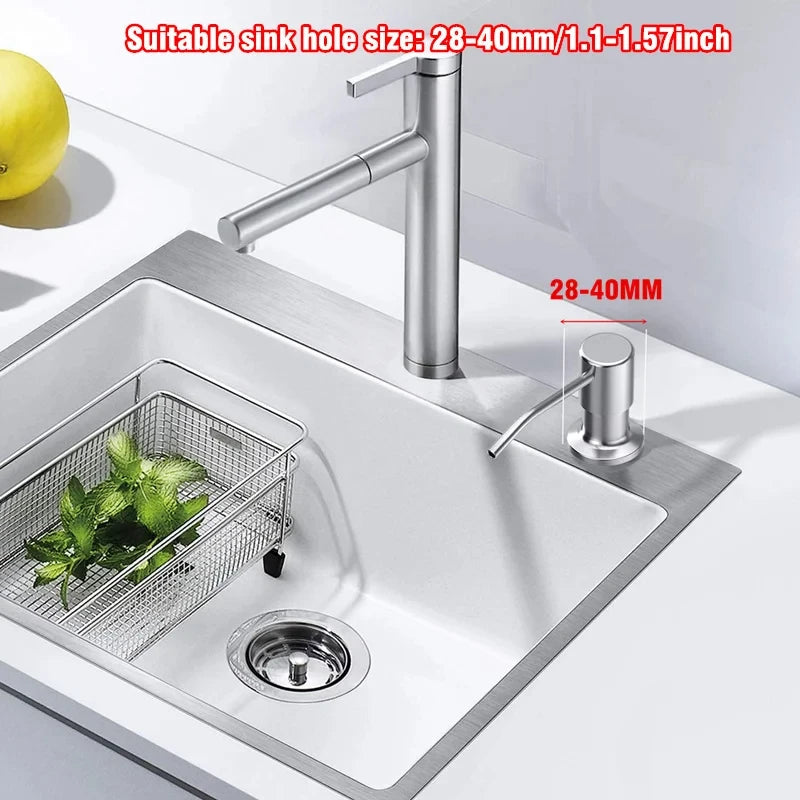 350ml Stainless Steel Sink Soap Dispenser Liquid Soap Bottle Manually Pressing Soap Lotion Dispenser Kitchen Accessories Funnel