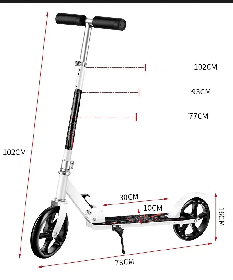 Foldable Scooter for Kid Teen Adult Adult Scooter All Iron 200mm Big Wheel Scooter City To Work Scooter Campus Foot Scooter