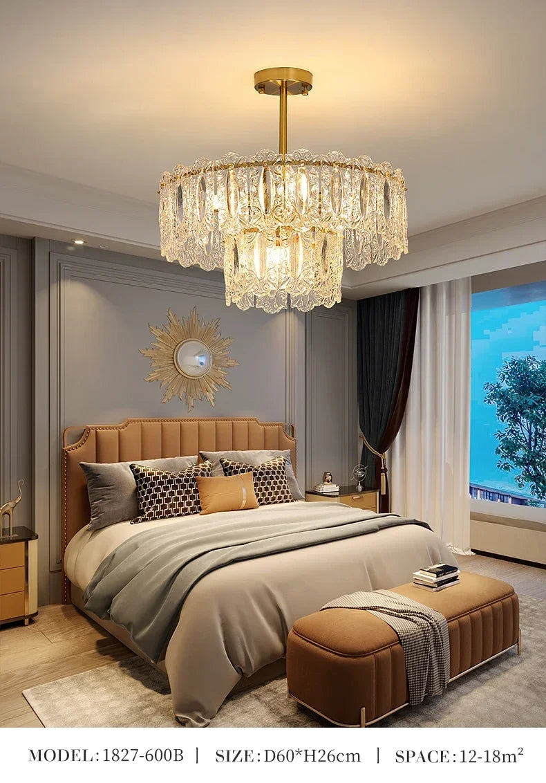 Modern Light Luxury French Living Room Chandelier Romantic  Bedroom Ceiling Lamp Dining Table Decor Hanging Light Lustre Fixture