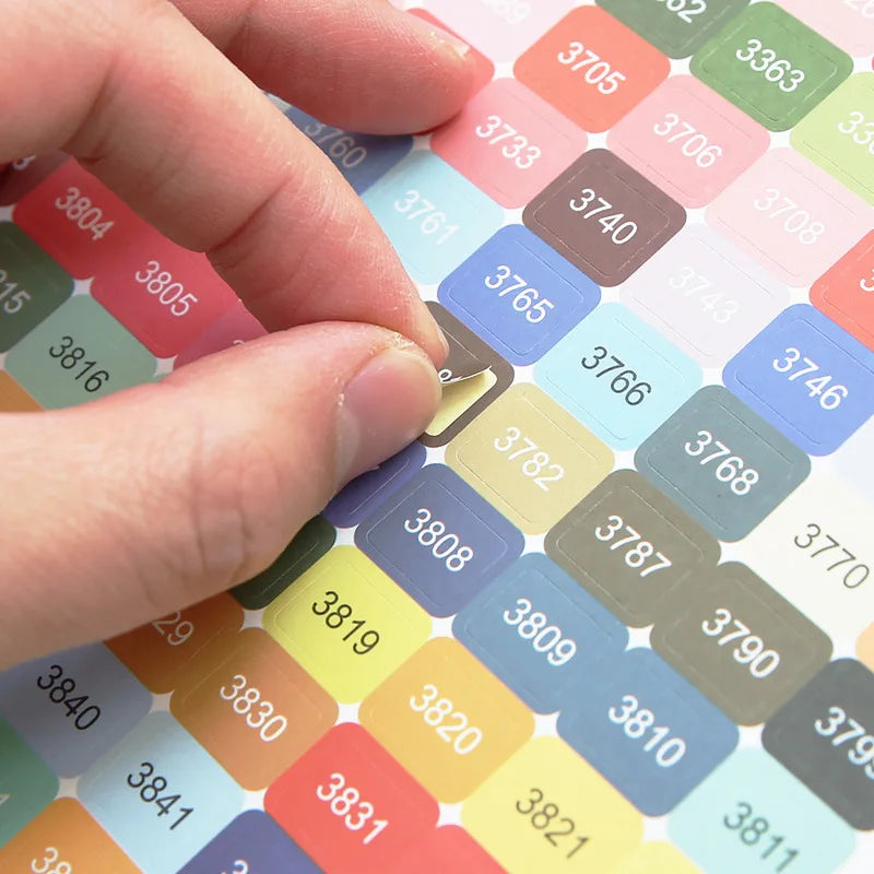 Square Round Heart 447 DMC Labels Stickers, Colorful Number Sticker Mark Stickers, DIY Craft Diamond Painting Accessories