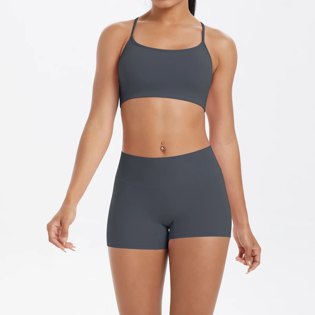 New Cross Backless Yoga Bra And Fitness Shorts Gym Yoga Set Woman’s Summer Running Sports Quick-Dry Women Gym Clothing Yoga Suit