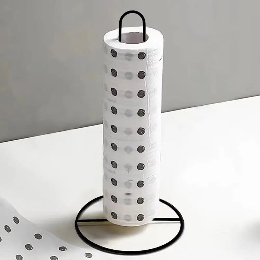 1Pcs New One-handed Tear Roll Paper Towel Holder Vertical Free Standing Napkins Rack Black/Silver Tissue Stand