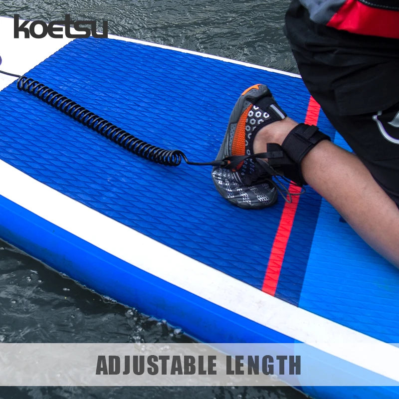 KOETSU Colorful Surfboard Accessories Foot Rope Safety Leash 7mm Adjustable TPU Material Rope for Stand Up Paddle Board