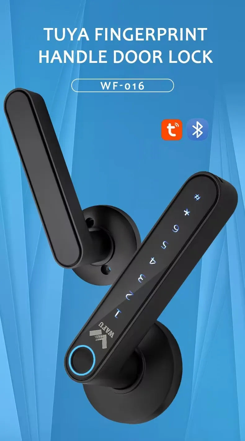 Multiple Unlocked ways with Phantom Password Fingerprint Free Tuya Smart Management APP HandleDoor Lock for Home Office Hotel