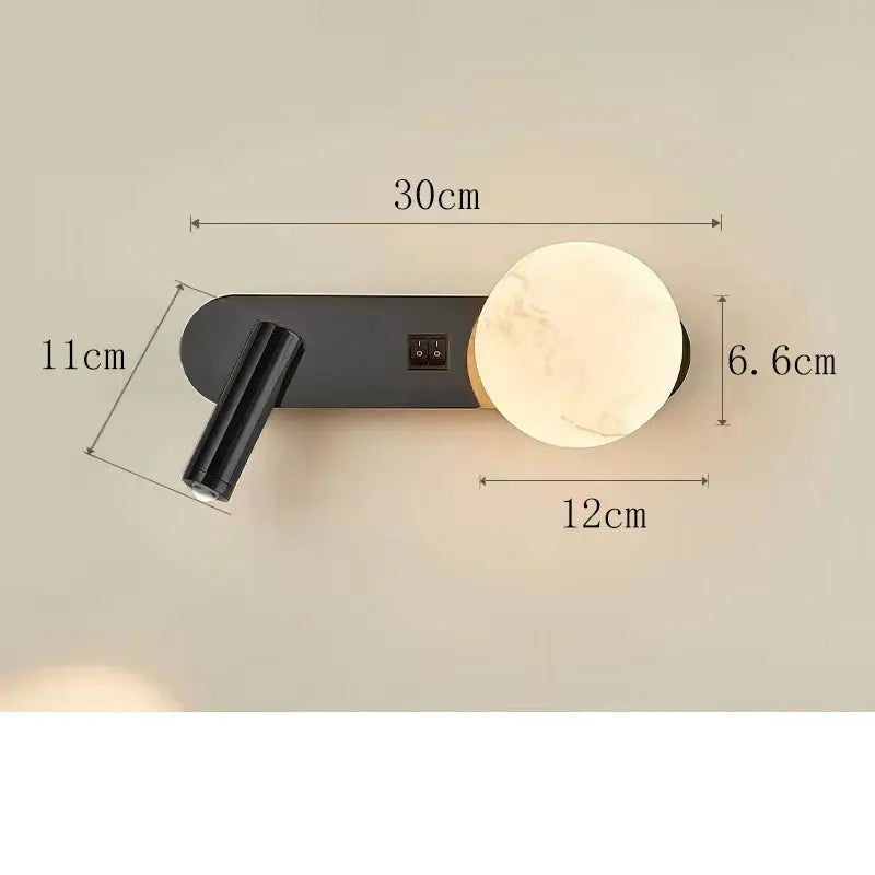 Nordic Modern Black and White Minimalist Wall Lamp Living Room Sofa Background Wall Decorative Lamp Light Luxury Bedroom Bedside