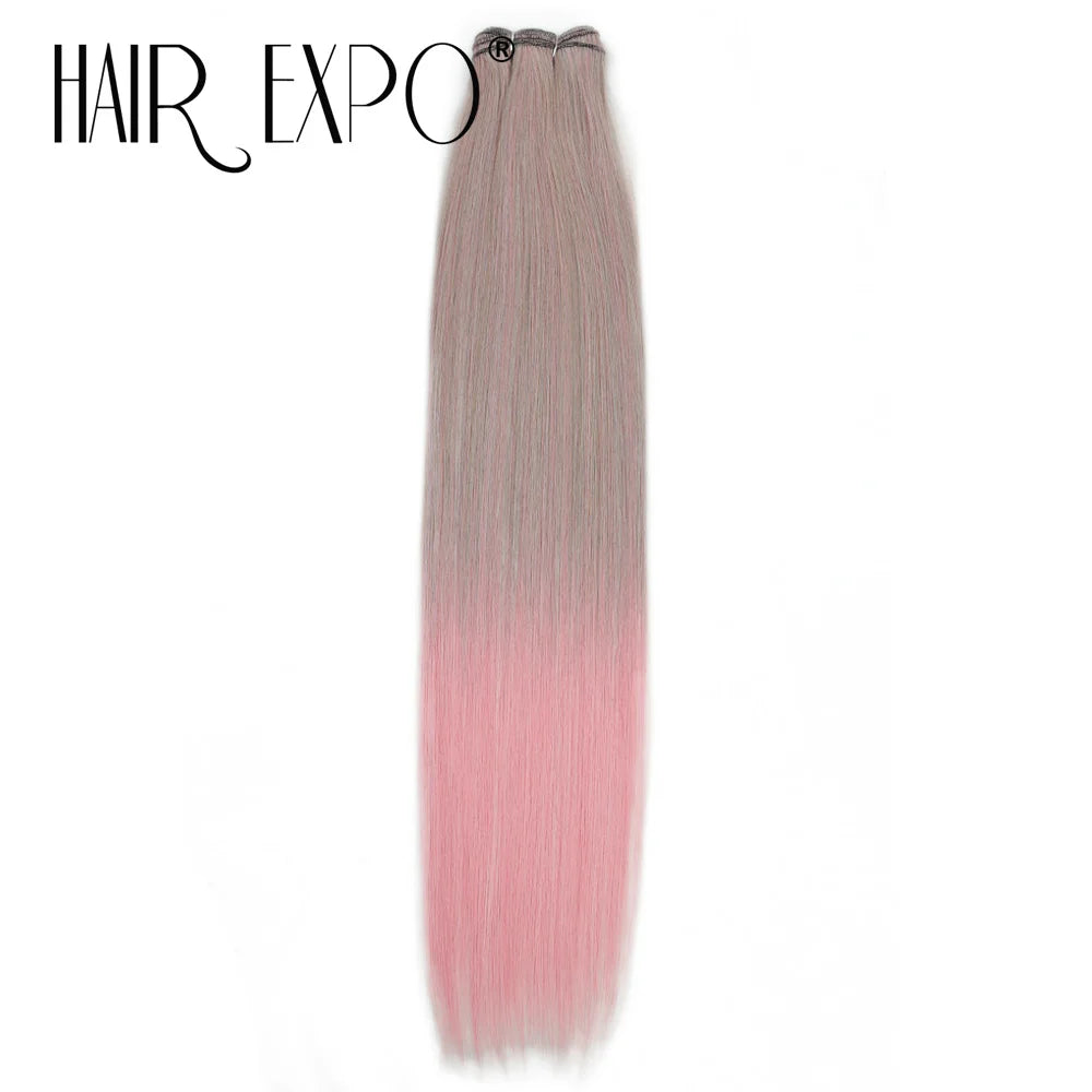 26" Bio Straight Hair Bundles Natural Soft Heat Resistant Fiber Synthetic Fiber Hair Extensions Protein Straight Hair Weave