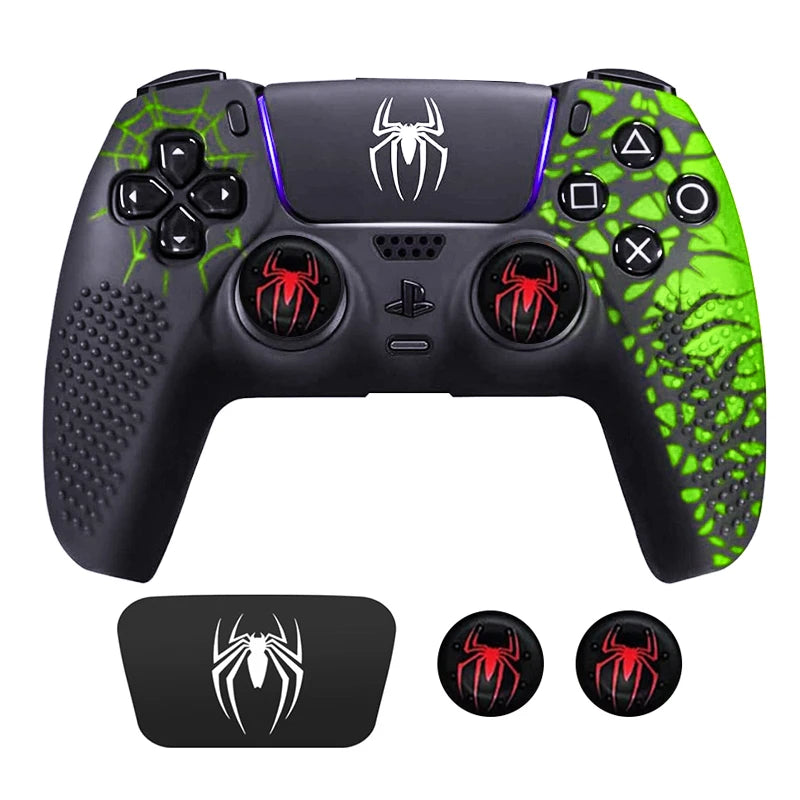 Controller Skin Shell for PS5 Controller Silicone Cover Case with Rubber Thumb Grip Gaps Touch Pad Sticker For PS5 Fit In Dock