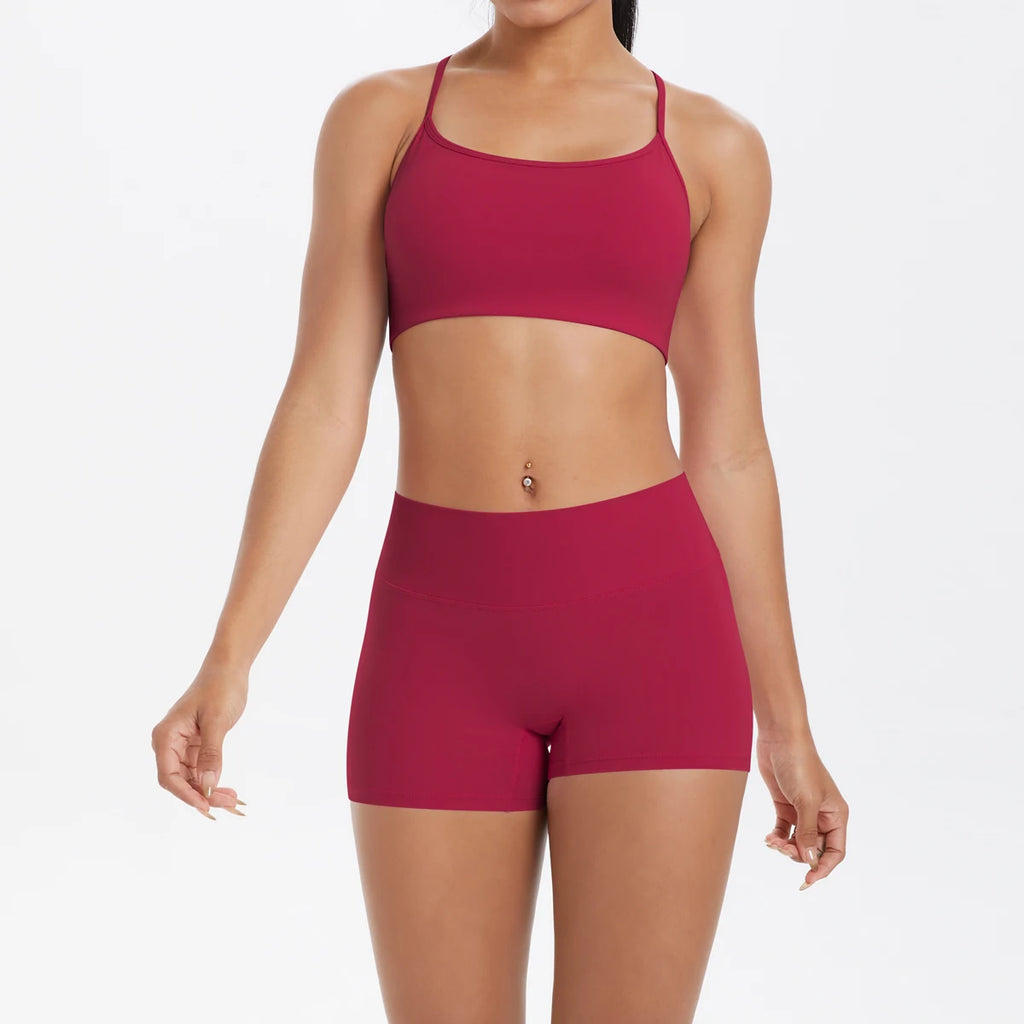 New Cross Backless Yoga Bra And Fitness Shorts Gym Yoga Set Woman’s Summer Running Sports Quick-Dry Women Gym Clothing Yoga Suit