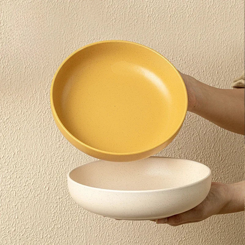 8 inches Porcelain Round Deep Bowl,Kitchen Tableware,Large Soup Salad Bowls,Dinner Plate,Microwave,Dishwasher,Safe,Dinnerware