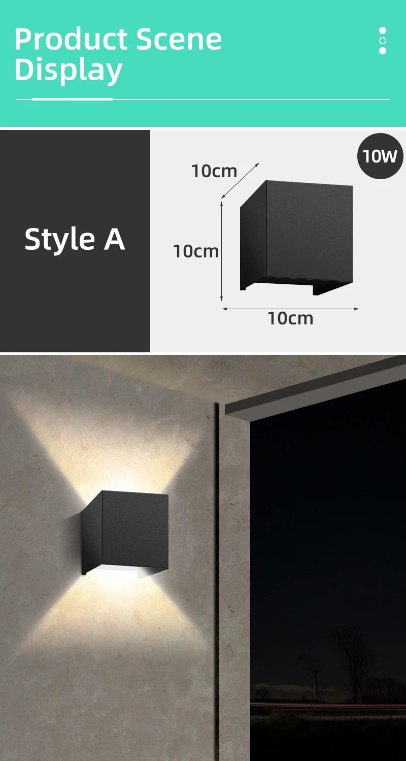 Wall Light Outdoor LED Waterproof External Stairs Street Interior Garden Living Room Fixture Decorative Home Lamp Decor Wall Led
