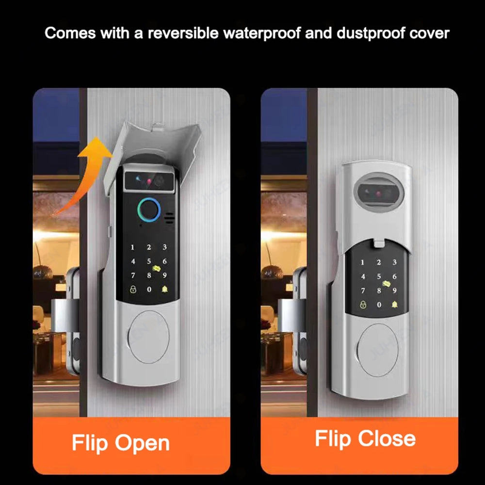 Waterproof Intercom Face Recognition Tuya Wifi Fingerprint Code RFID Card Smart Lock with Doorbell/Rechargeable Li-Battery/Keypa