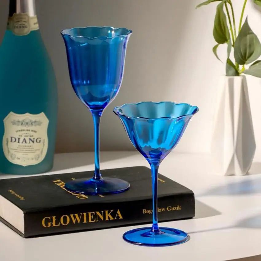 Sapphire Blue Wine Glasses Goblets niche Flowers Red Wine Glasses Crystal Glass Cocktails Martini Glasses Cup