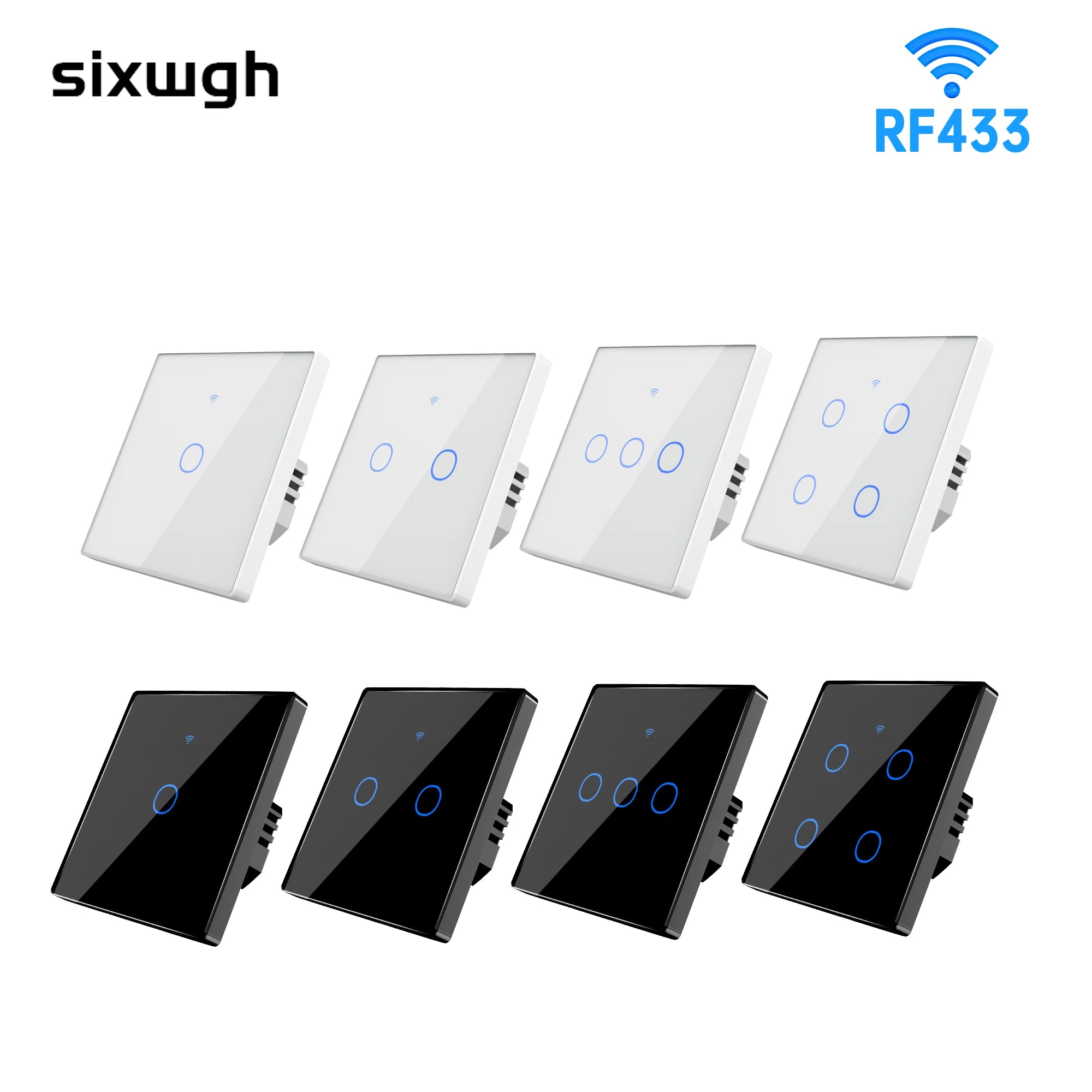 SIXWGH 1/2/3/4 Gang EU Touch Switch No Neutral Wire AC100-240V Panel Tempered Crystal Glass wall Light Sensor Switch
