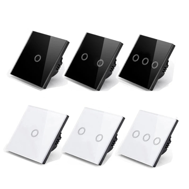 Backlight Panel Touch Switch AC100-240V Led Tempered Crystal Glass Wall Light Sensory Switches 1/2/3 Gang Interruttore