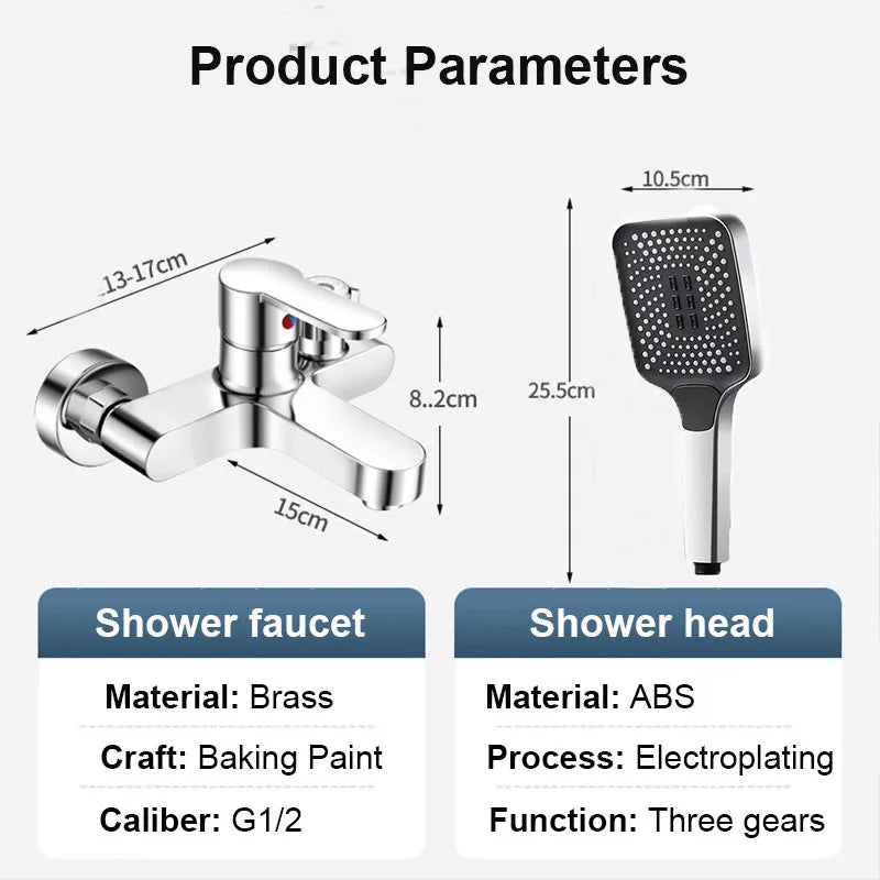 Chrome Bathroom Shower Faucet Brass Wall Mounted Hot Cold Water Dual Spout Mixer Tap For Bathroom Splitter Bath Shower Basin
