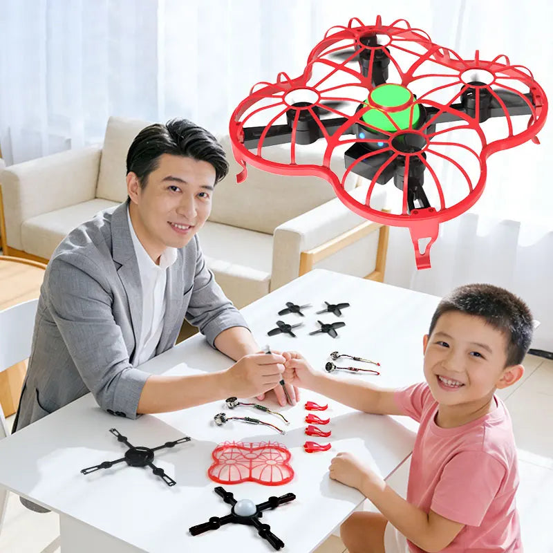 2.4G DIY Assembled Drone  Interactive Training Quadcopter D34  With Fixed Height Light For Science Education Toy Kids Gifts