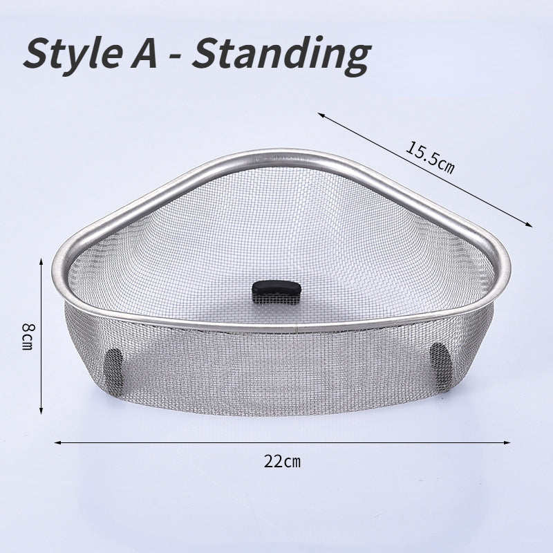 Kitchen Sink Drain Basket Stainless Steel Triangle Food Vegetables Peel Egg Filter Storage Organizer Kitchen Shelf Rack Drainier