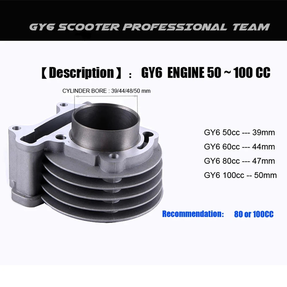 Scooter ATV 139QMB 139QMA Engine GY6 50cc 60cc 80cc 100cc Cylinder 47mm 50mm Cylinder Piston Rings Assy 4 Stroke Scooter Moped
