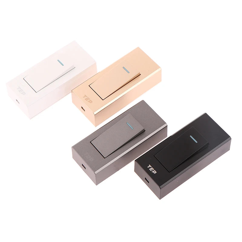 1 Gang 2 Way Surface Mount Switch Grey/White/Gold Panel Wall Light Switch Wire Hanging Installation Bedside On/Off Control Lamp