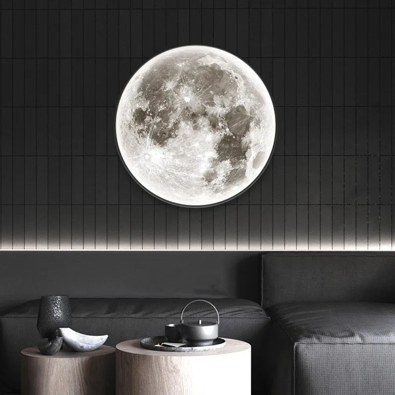 Modern Moon 3D Mural Wall Lamp Realistic LED Light Home Accessories Bedroom, Living Room Ceiling Lamp with Remote Control Decor