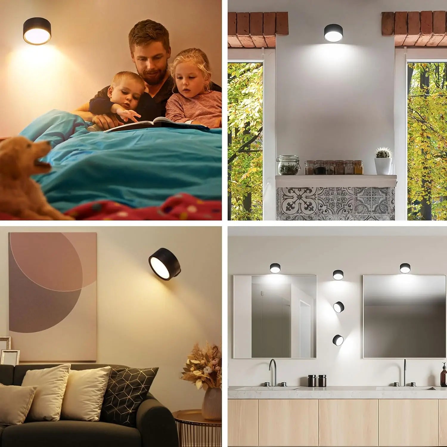 Led Wall Lamp Touch Control 12 Color Modes Remote 360 Rotatable USB Recharge Wireless Portable Night Light For Bedroom Reading