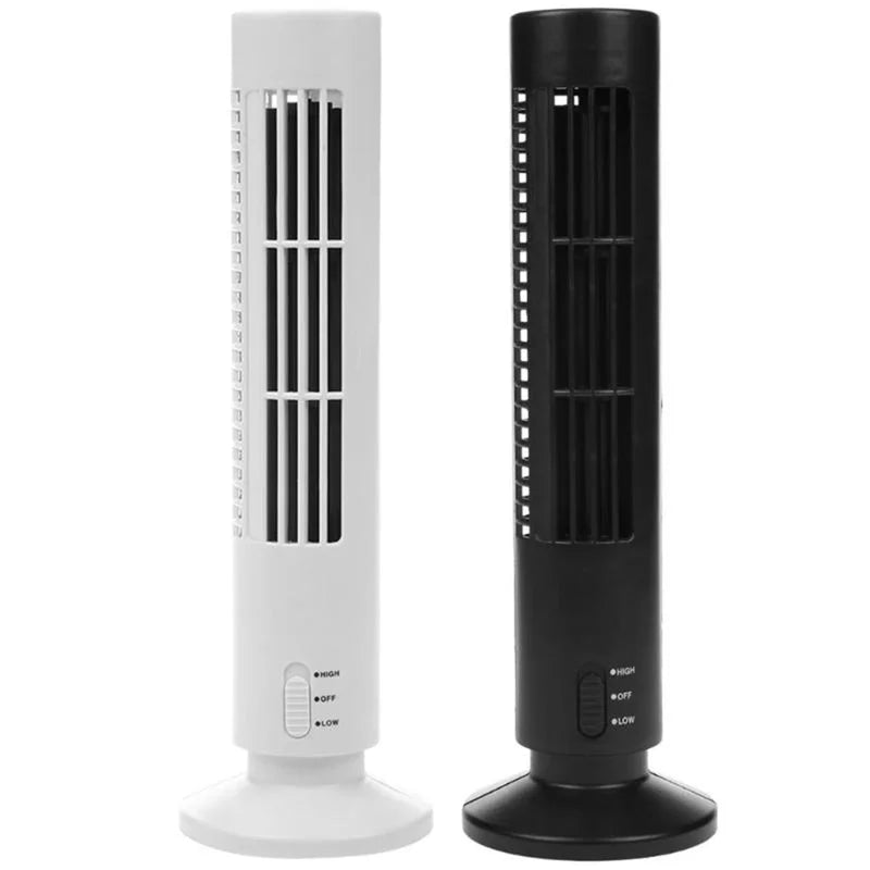 E9 Portable Air Cooler Vertical Bladeless Fan USB Desktop Air Conditioner Table Fan Mini Cooling Tower Kids Fan for Home Office