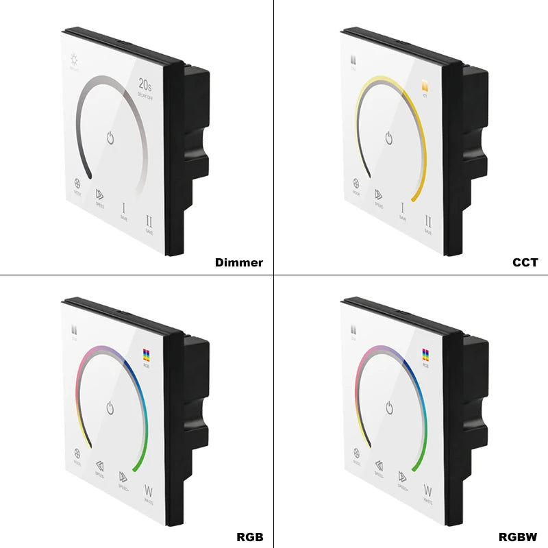 Touch Panel Controller DC12V 24V Single Color CCT RGB RGBW LED Strip Light Glass Panel Dimmer Wall Mounted Switch Tape Lights
