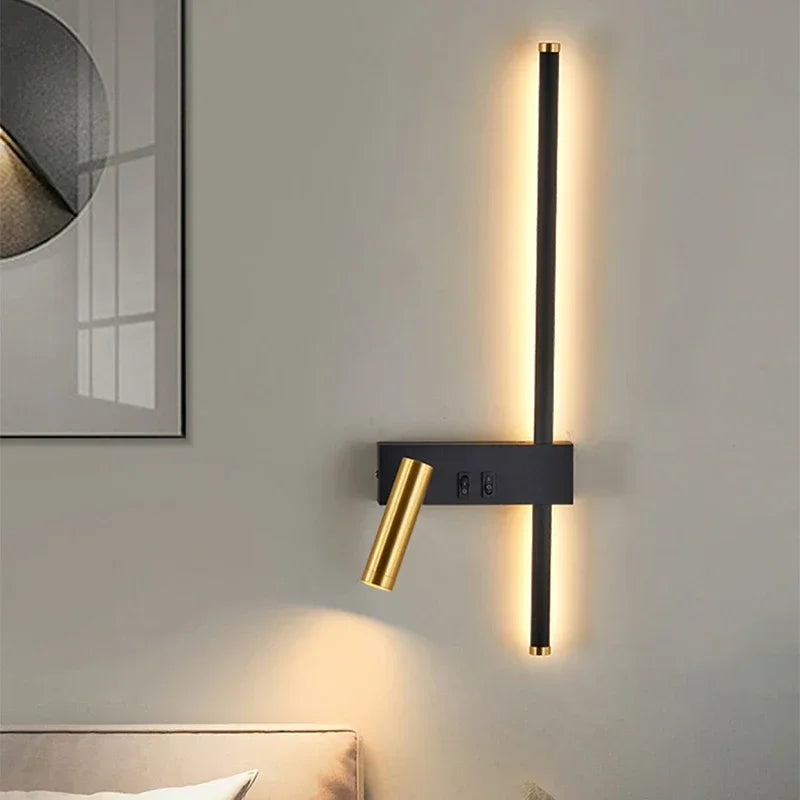 Modern LED Wall Lamp with Reading Spotlight for Living Room Sofa Bedroom Background Bedside Wall Light Bedside Lighting Fixture
