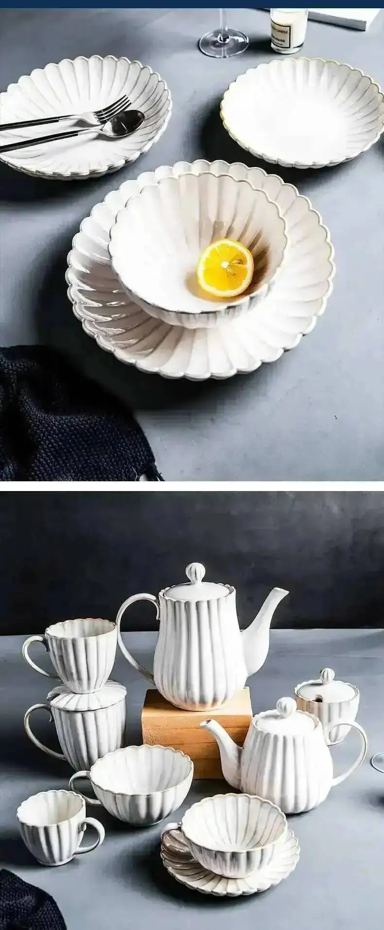 Kiln Changing Japanese Dinner Plates Ceramic White Glaze Tableware Set Western Steak Dish Salad Bowl Spoon Home Hotel Dinnerware