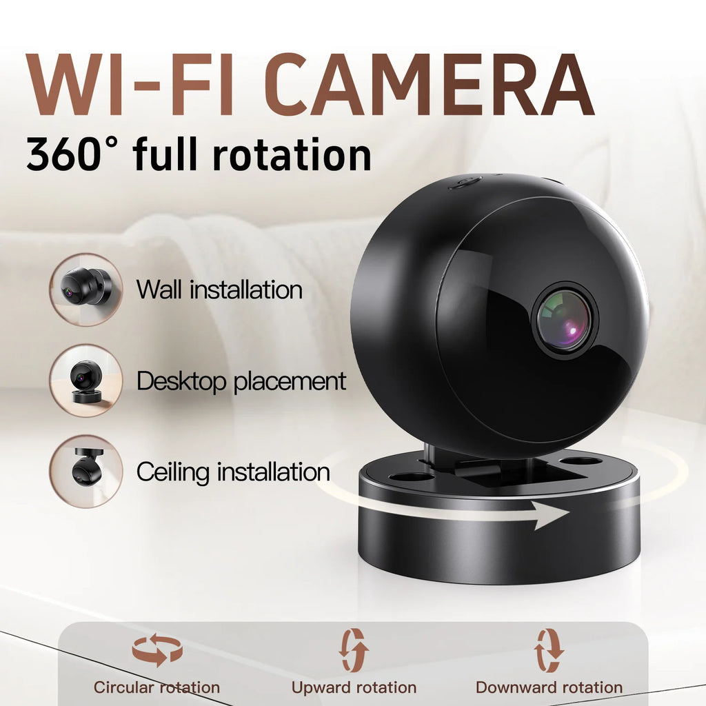 Wireless Security Camera 360° Full Coverage View WiFi HD Motion Detection Night Vision Indoor Outdoor Remote Monitor