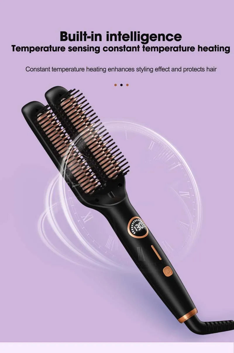 2 In1 Multifunctional Hair Straightener Brush Ceramic Hair Straightening And Curling Iron Electric Hot Brush For Styling