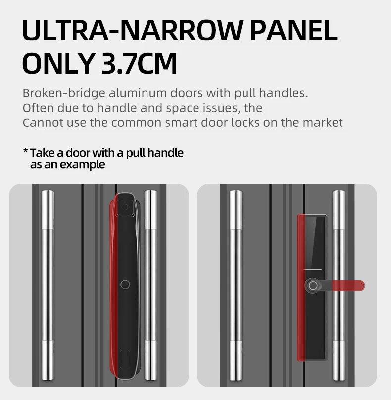Face Recognition Fingerprint Hold Hands Lock Narrow Bezel Cell Phone Tuya Aluminum Door Code Lock Automatic Smart Door Lock