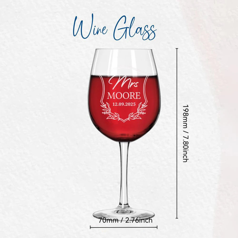 Personalized Engraved Wine Glasses Monogram Anniversary Couple Wine Glasses Set of 2pcs Wedding Toasting Glass Housewarming Gift