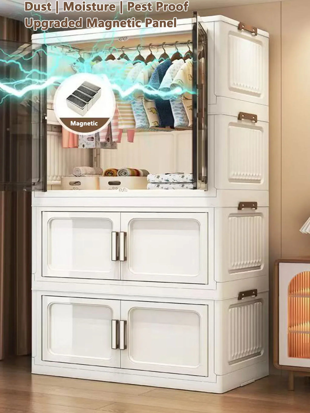 Folding Storage Cabinet Wall Mounted Foldable Locker Compact Organizer for Home Office Space Saving Design