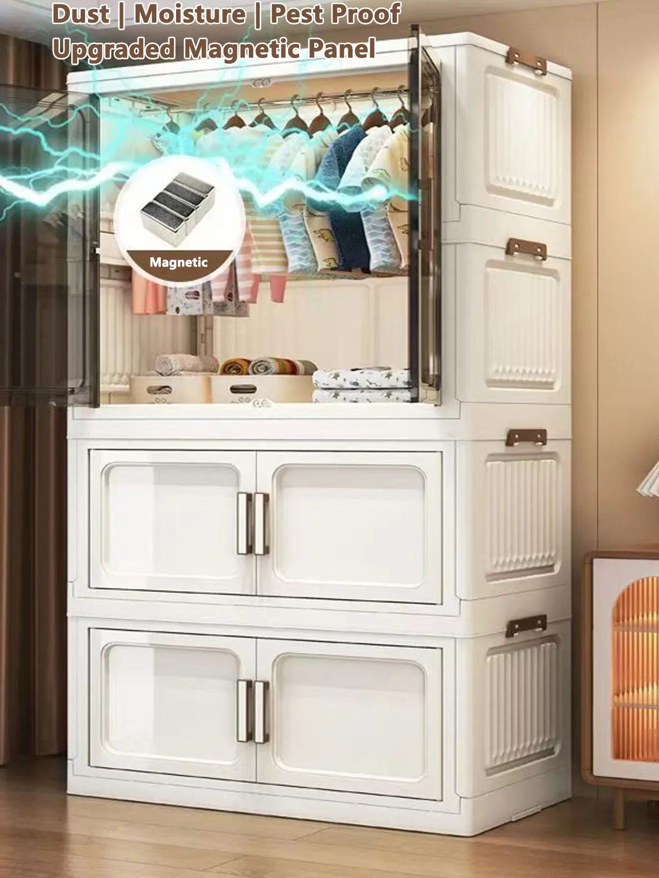 Folding Storage Cabinet Wall Mounted Foldable Locker Compact Organizer for Home Office Space Saving Design