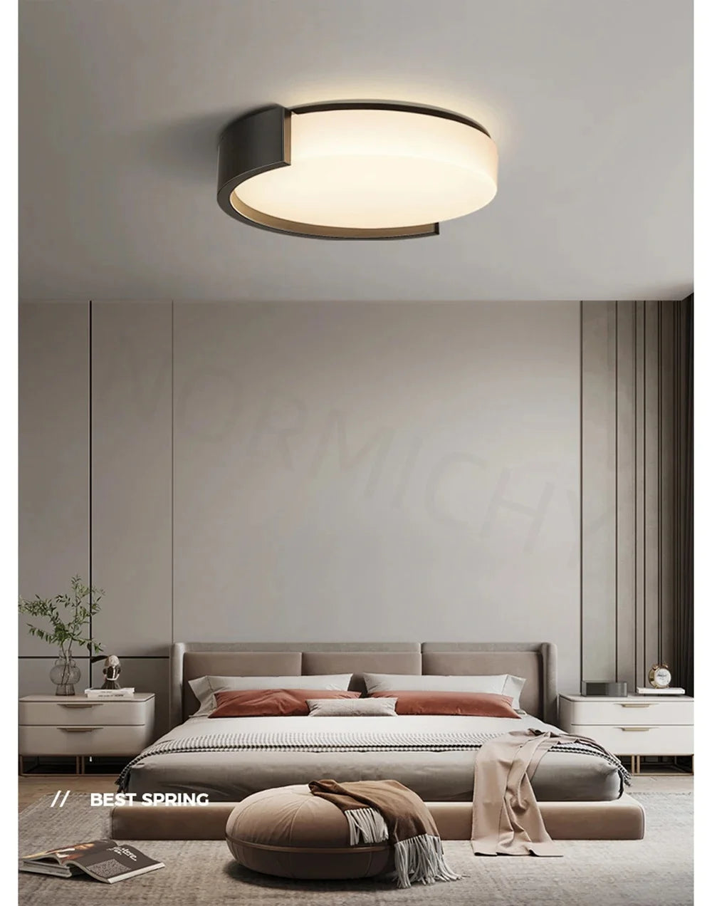 Modern Led Minimalist Nordic Black And White Room Main Light Living Room Circular Ceiling Light New Home Appliance Light Fixture