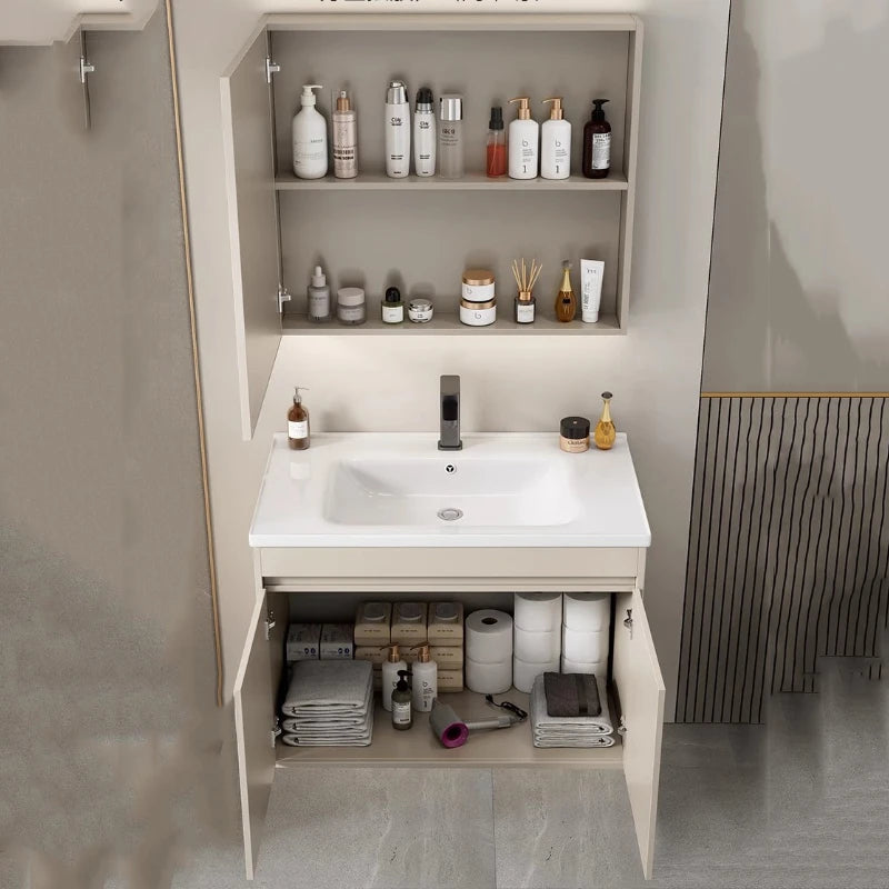 Wall Basin Bathroom Cabinet Set Sink Mirrors Shelves Bathroom Cabinets Storage Organizer Mobile Bagno House Accessories