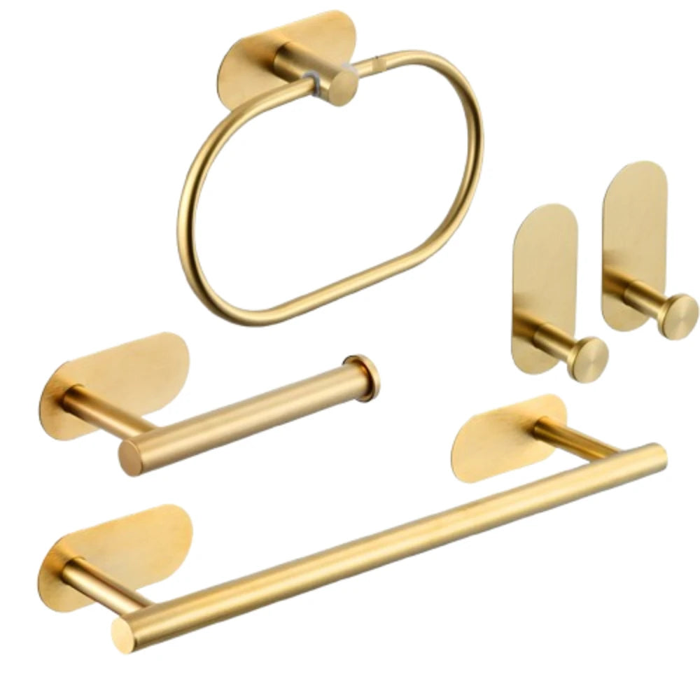 4/5Pcs Stainless Steel Bathroom Hardware Set Anticorrosion Wall Mount Bathroom Towels Rack No Punching Rustproof Towel Bar