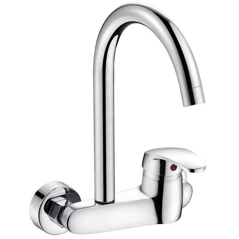 BAKALA Black Brass Chrome Taps For Kitchen Sink Kitchen Tap Chrome Dual Hole Wall Kitchen Mixer Kitchen Faucet Torneira Cozinha