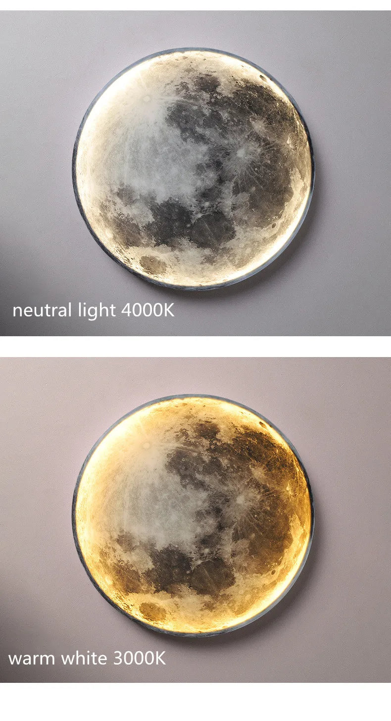 Modern Moon 3D Mural Wall Lamp Realistic LED Light Home Accessories Bedroom, Living Room Ceiling Lamp with Remote Control Decor