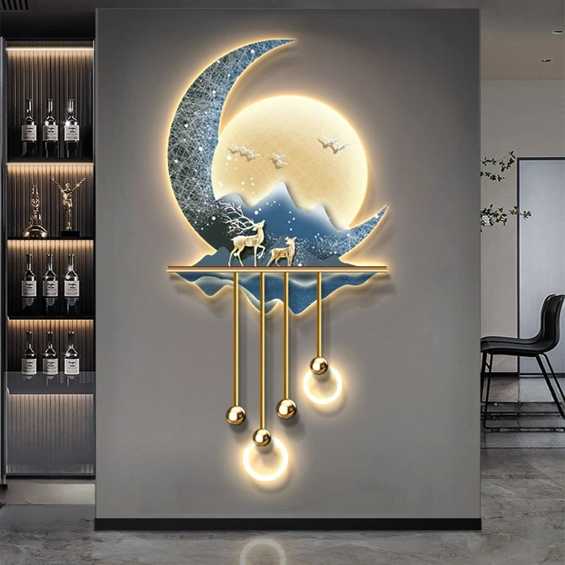 Modern Creative Entrance LED Mural Light For Corridor Living Room Dining Study Hanging Painting Lustre Home Decoration Wall Lamp