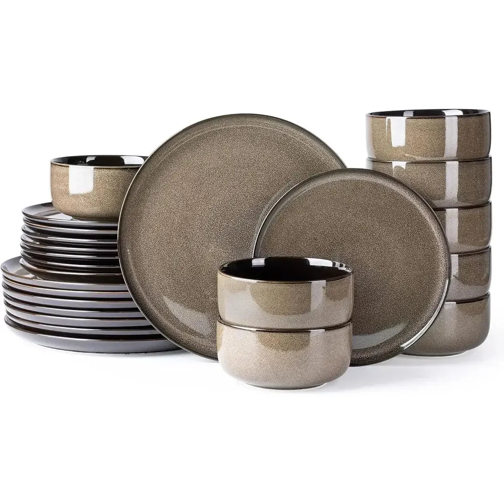Ceic Dinnerware Sets or 8,Plates and Bowls Sets,Reactive Glaze Dishes Set,Highly Chip and Crack Resistant | Dishwasher & Microwa