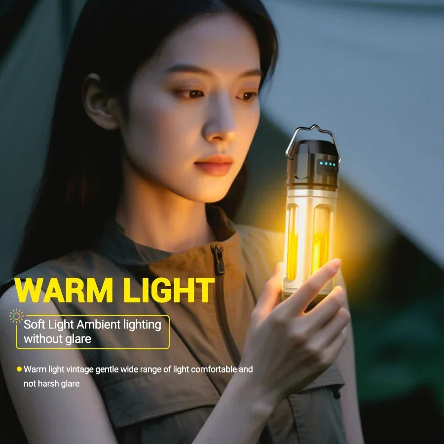 Camping Light Lightweight Handheld Torch  5 Lighting Modes Rechargeable Tent Lamp for Patio Climbing 8 Light Filaments