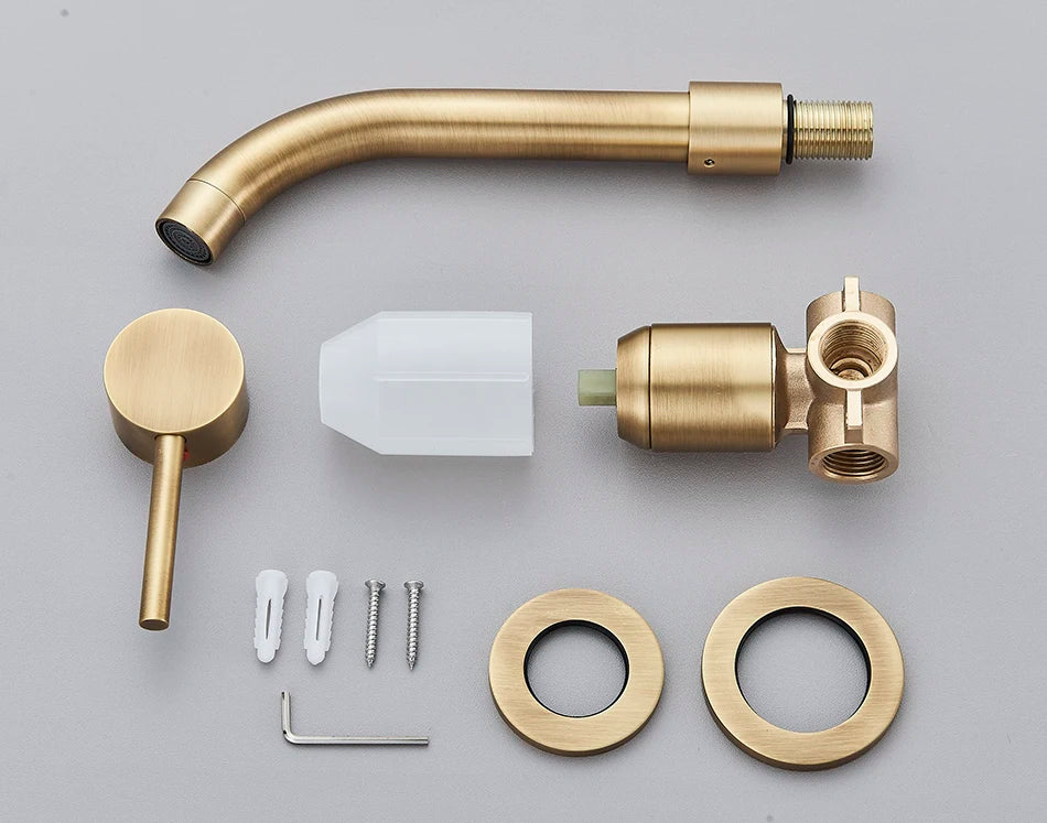 Brushed Gold/Black Basin Faucet Concealed Wall Mounted For Bathroom Faucets Bath Basin Sink Tap Bathtub Hot And Cold Water Mixer