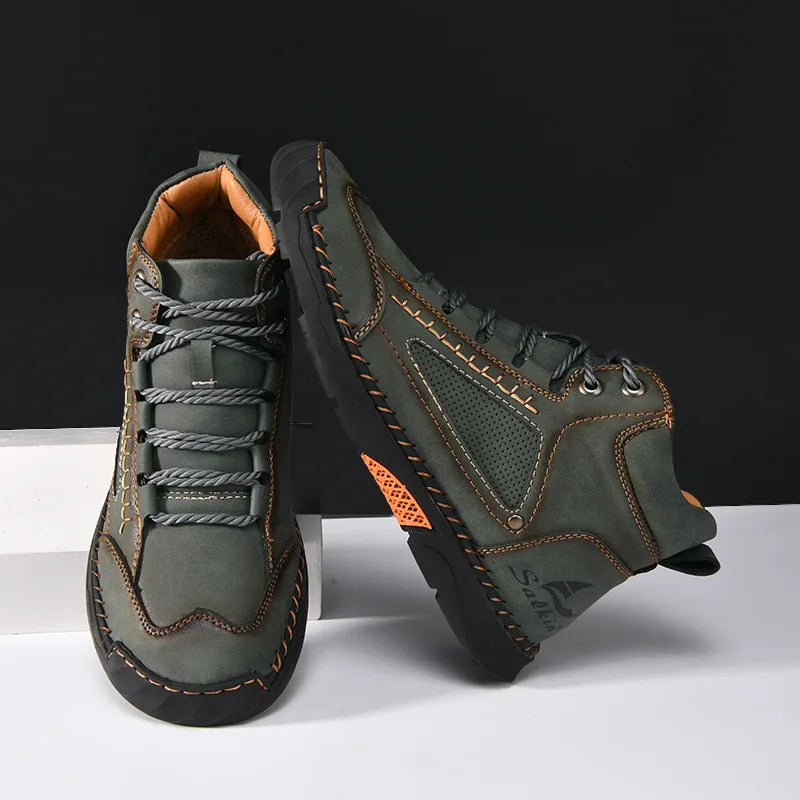 Handmade Men Boots Design Sneakers Man Outdoor Casual Leather Men Shoes Ankle Boots Fall Breathable Hot Sale 2025