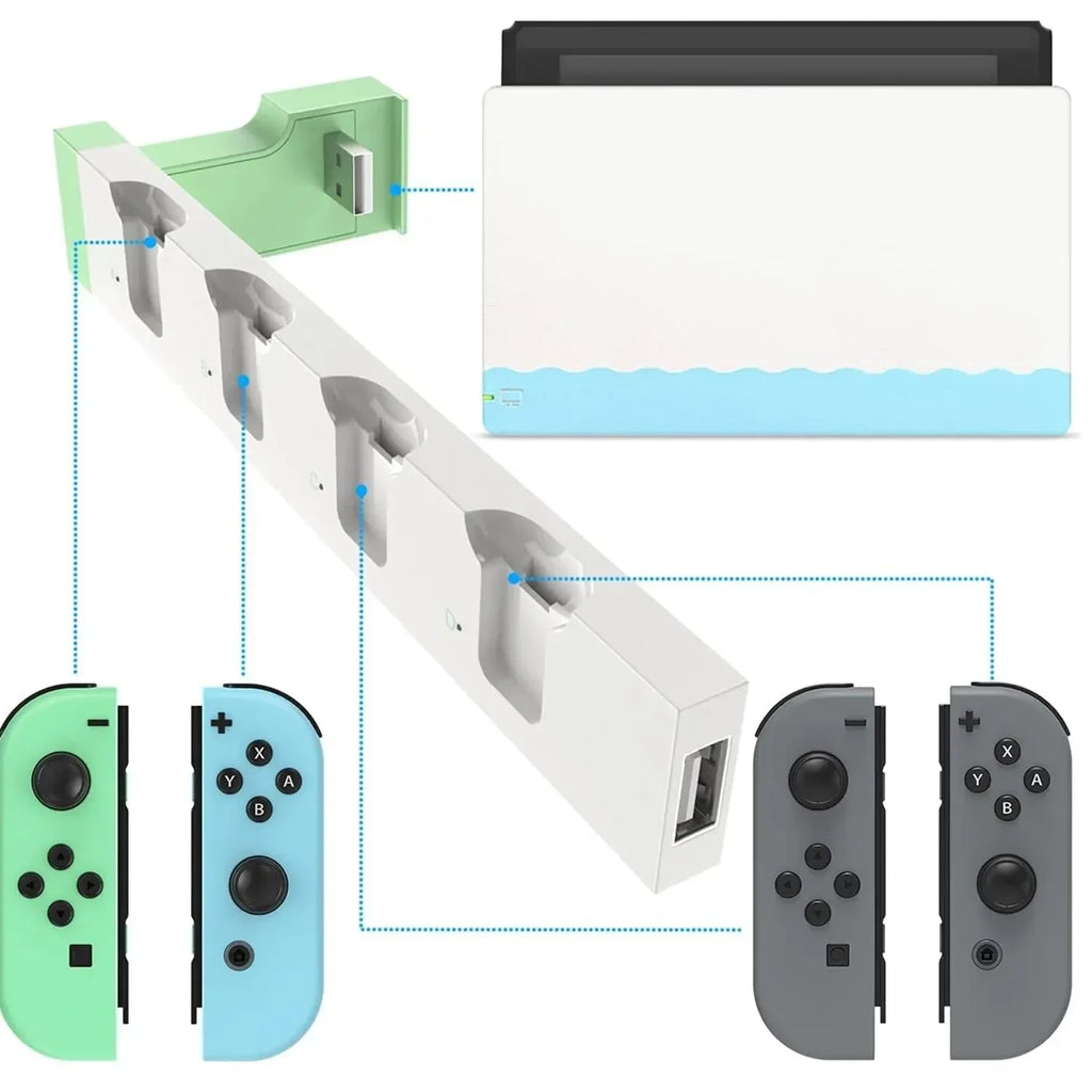 IPEGA PG-9186 Charging Dock for Switch&OLED,Charges Up to 4 Controllers,Compatible with Switch and OLED,Hot-Selling 4-port Stand