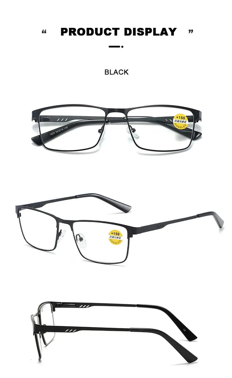 Men Business Reading Glasses Frame for Reader Mens Presbyopia Blue Light Blocking Eyeglasses Classic Hyperopia Spectacles Diopte