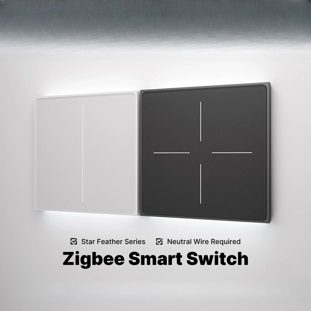 Smart Zigbee Wall Switch with Touch Glass Panel, Scene Mode Switching & APP Remote Control, No Neutral Wire Required
